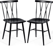 Set di 2 Sedie da Sala Pranzo, Sedie Senza Braccioli da Interno ed Esterno con Altezza della Seduta 43,5 CM e Schienale a Doppia X, 2 Sedie da Cucina, Salotto e Sala da Pranzo