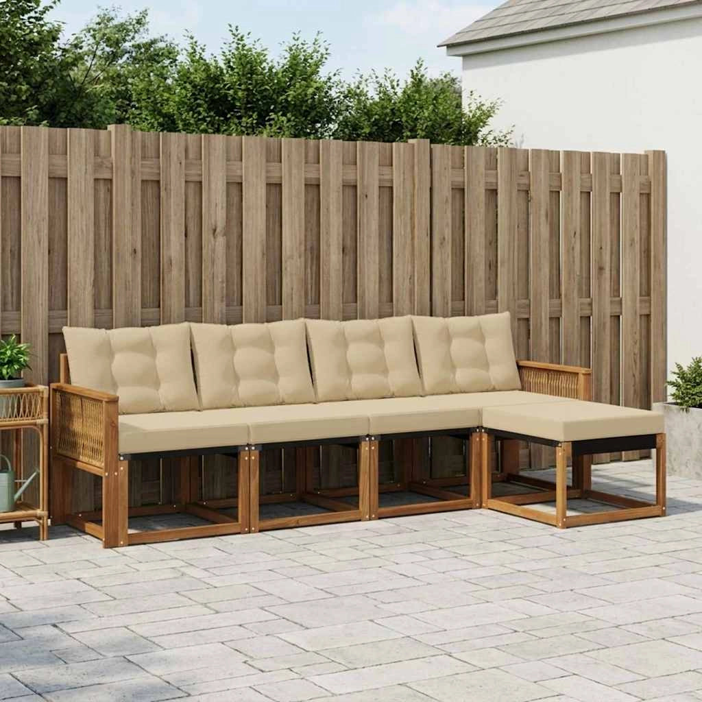 Set di divani da esterno 5 pz Naturale e Beige 3381893