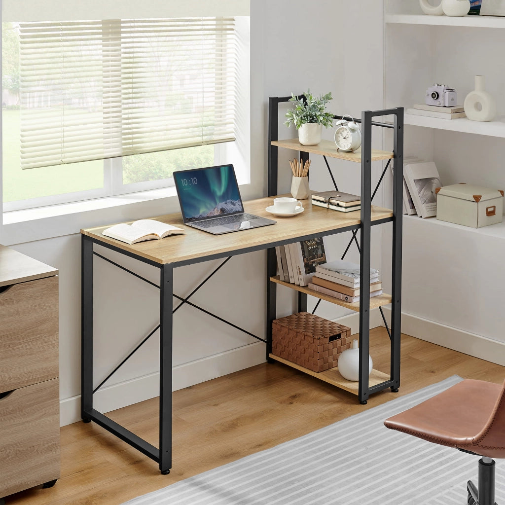 Scrivania per computer Valora - Rovere Sonoma con 3 ripiani, 120 cm