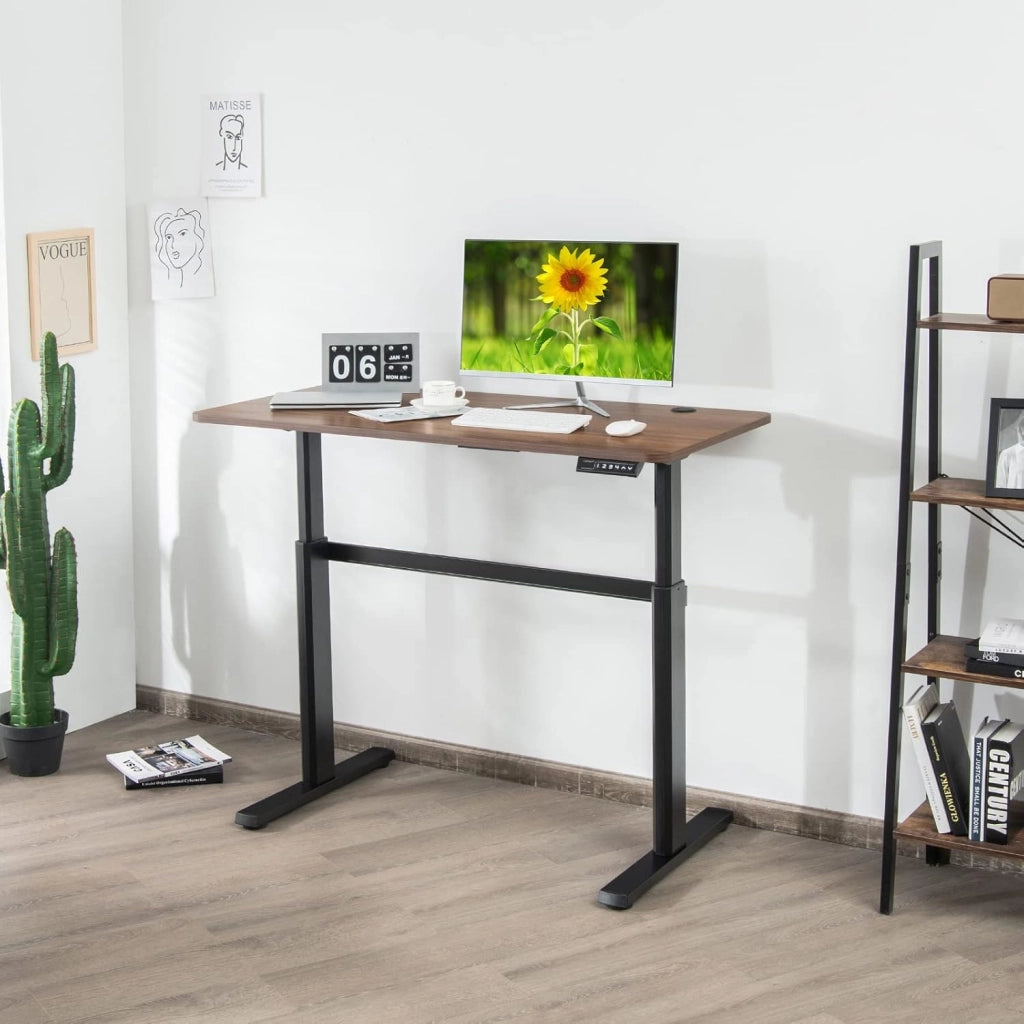 Scrivania Elettrica Regolabile in Altezza, Scrivania con Controllo Porta di Ricarica USB, Scrivania in Piedi, Scrivania per Computer, 59,5x99x71,5-121,5 cm, Marrone