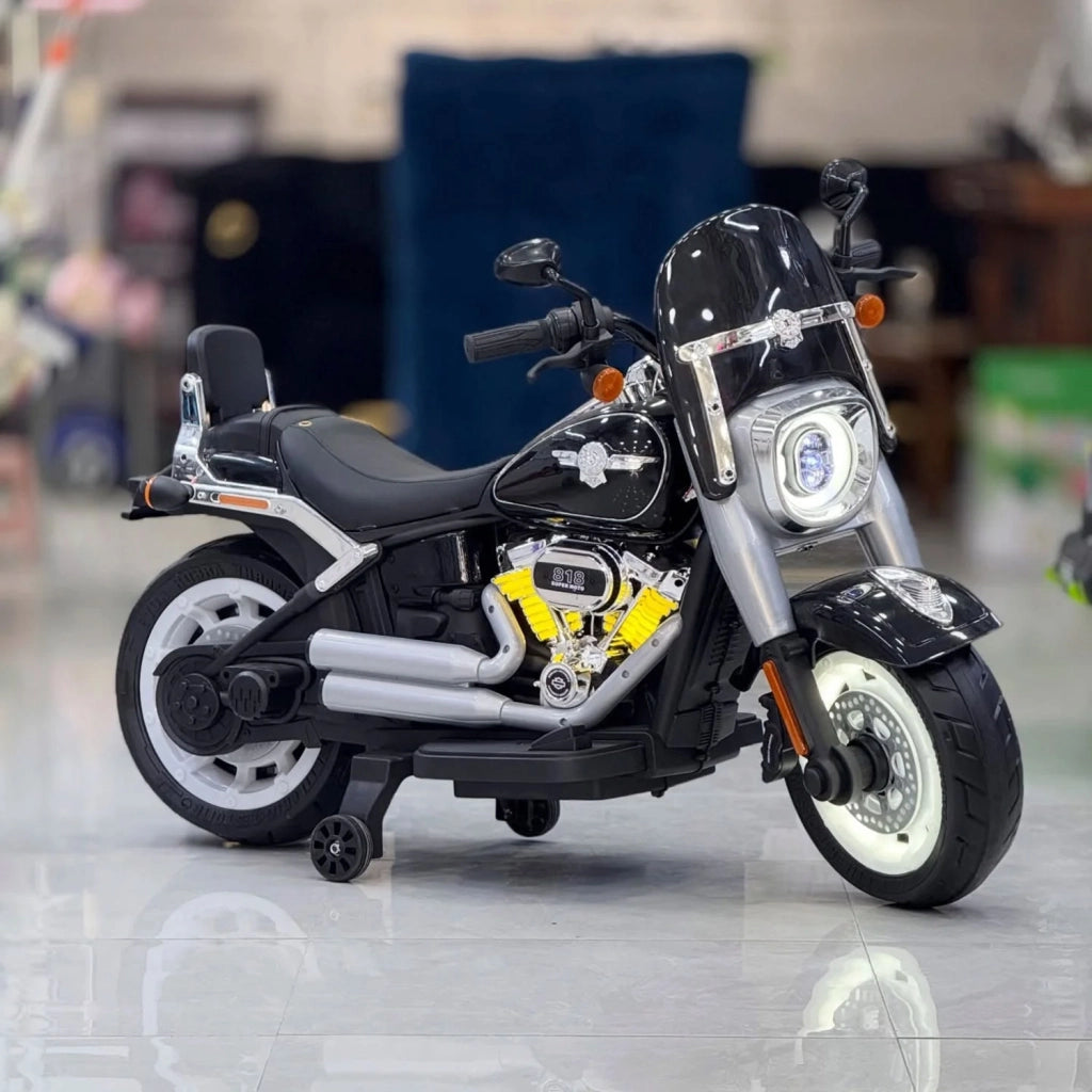 Moto Elettrica per Bambini Cruiser Acceleratore a Manubrio 12V 7Ah Blu Metallizzato
