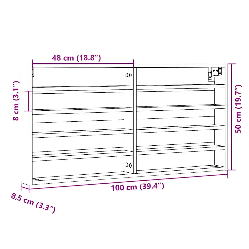 Armadietto con Vetrina Nero 100x8,5x50 cm in Legno Multistrato CFW6240869