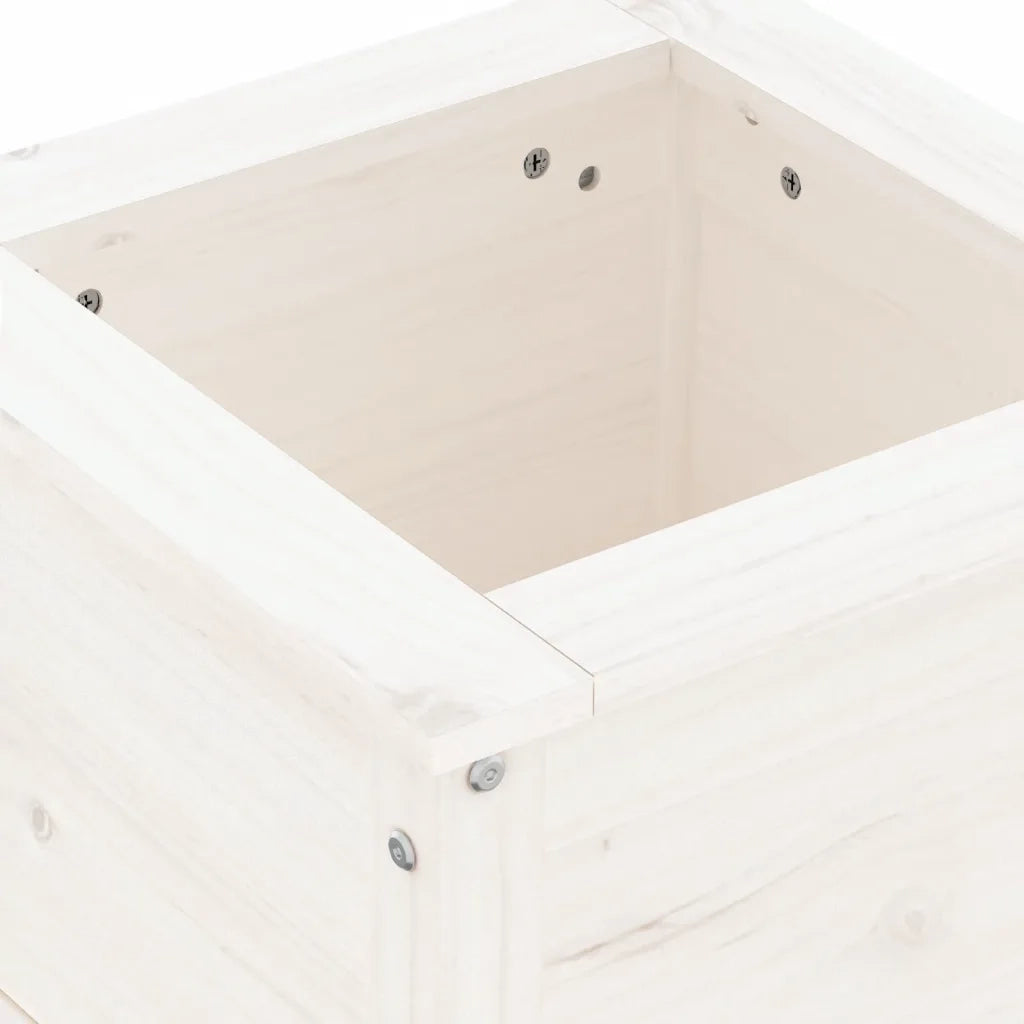 Fioriera da Giardino Bianca 40x40x39 cm Legno Massello di Pino 825248