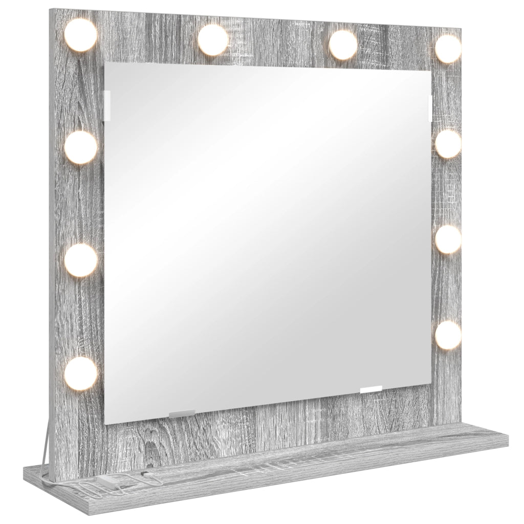 Specchio da toeletta con luci LED Grigio Sonoma 60x55x18 cm