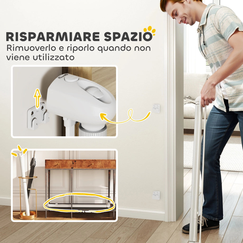 Cancellino per Cani Piccoli Estensibile 0-125 cm e Retrattile con Blocco Automatico, Bianco