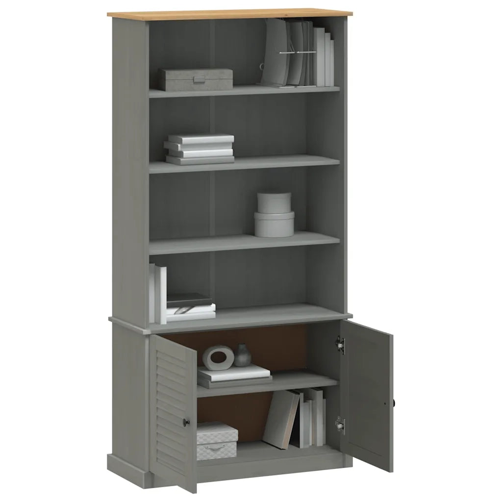 Libreria VIGO 85x35x170 cm in Legno Massello di Pino Grigiocod mxl 105419