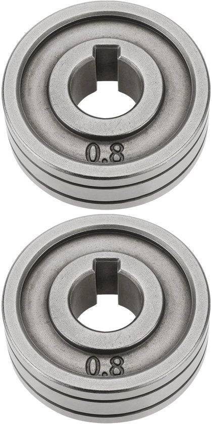 Rulli di guida 30 mm - 2 pezzi - V-groove 0,8 mm/1,0 mm - Acciaio - Compatibile con MIG/MAG - Ingresso liscio - Rullo di alimentazione