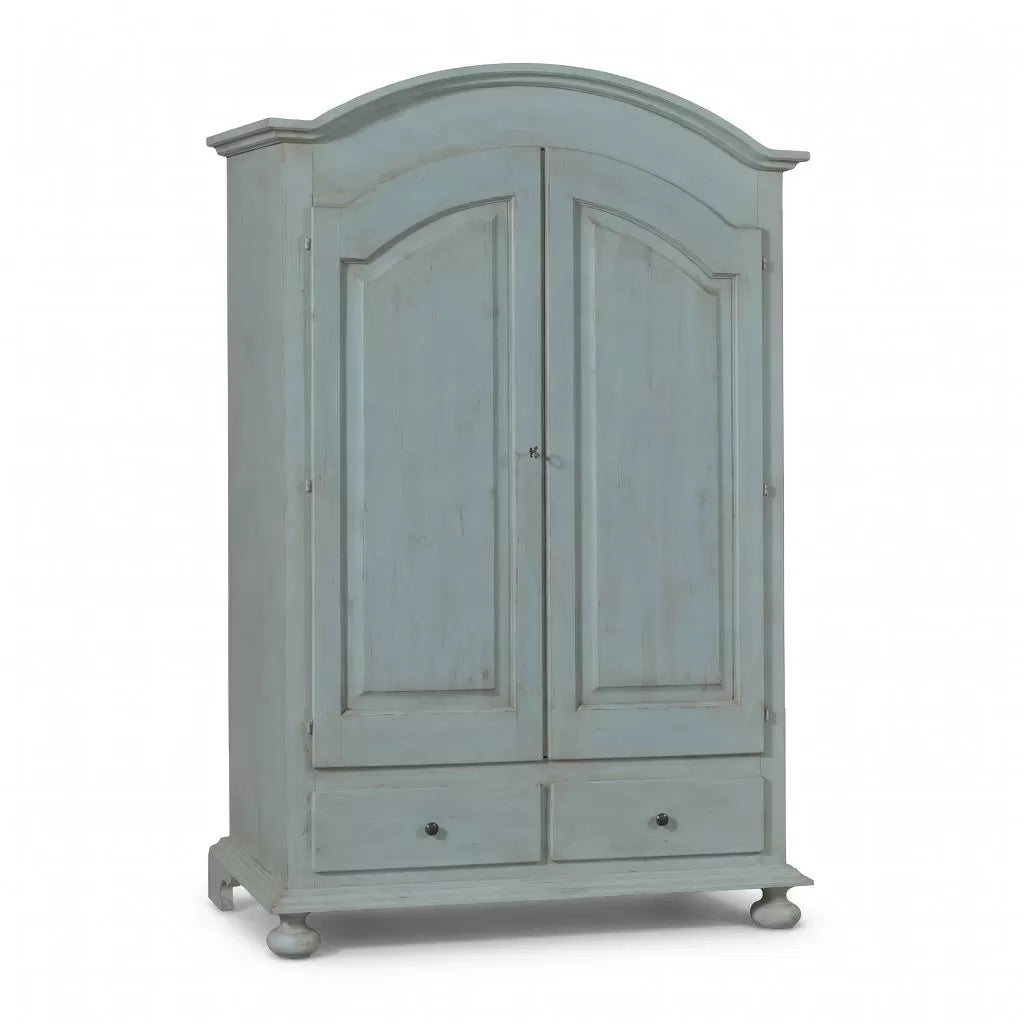 Armadio 2 porte legno shabby cerato azzurro 125x61x200 - Mobili 2G
