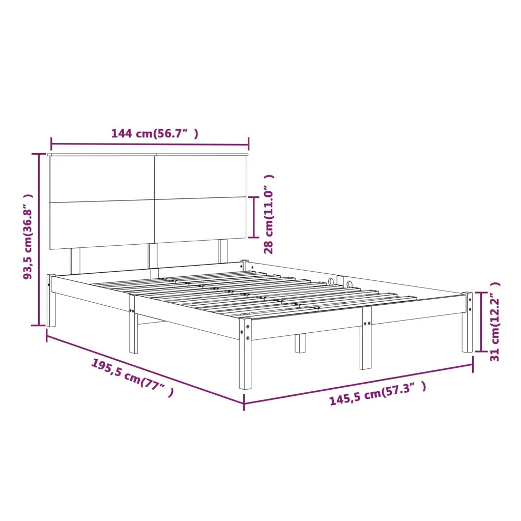 Letto senza Materasso Bianco 140x190 cm Legno Massello di Pino
