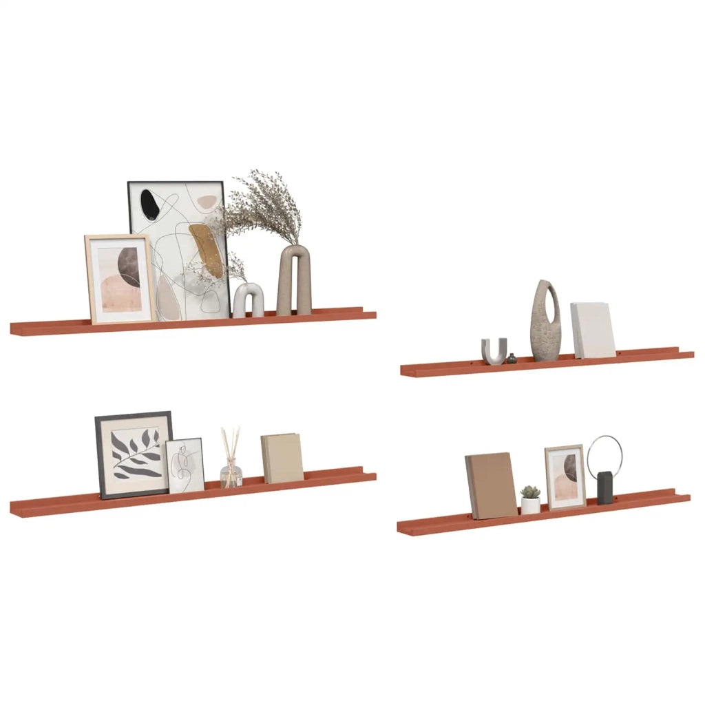 Scaffale da parete 4 pcs Rosso 115 x 9 x 3 cm Legno multistrato