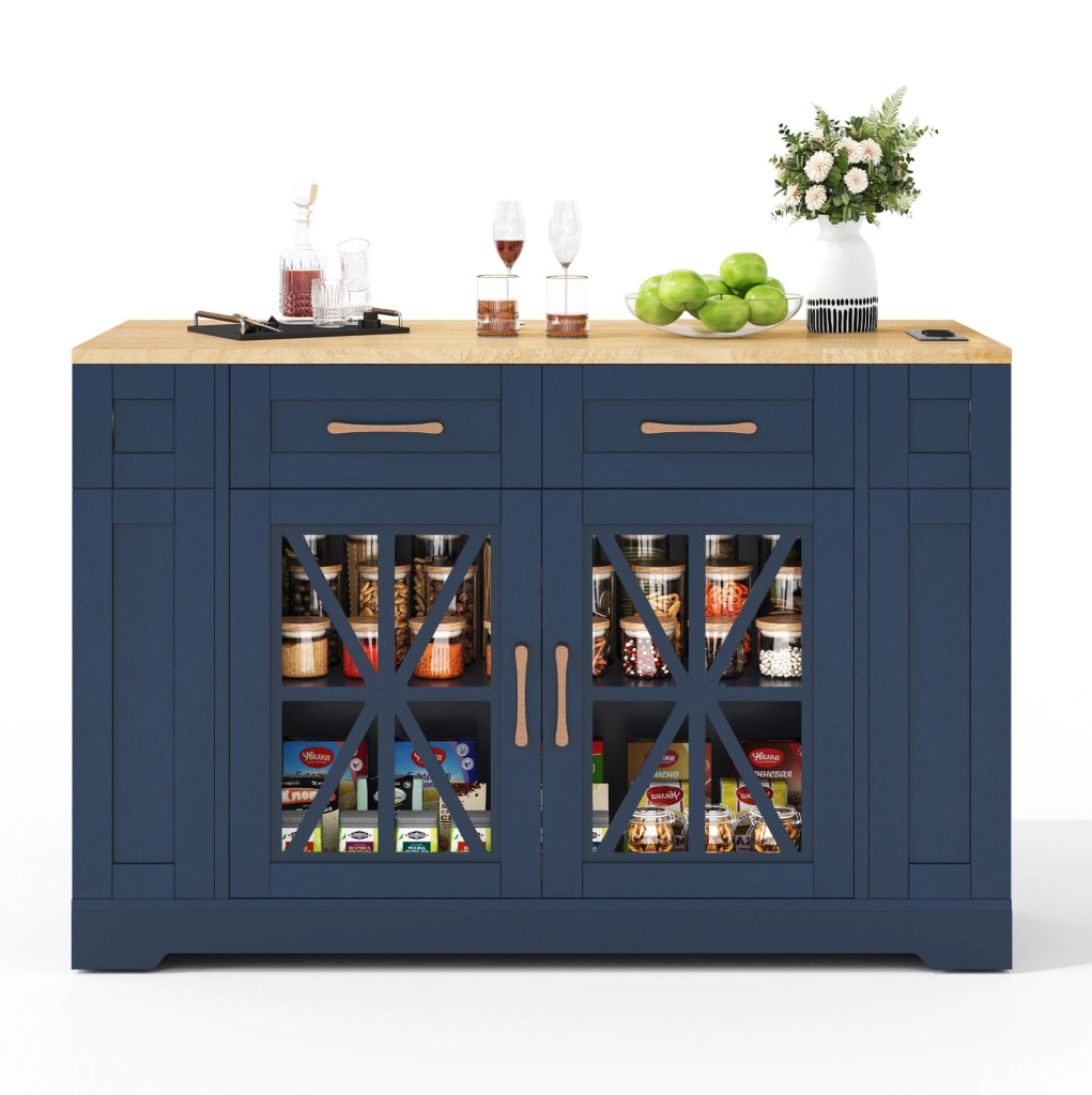 Cucina mobile con piano ribaltabile 120x40/65x92 cm in MDF; blu e neutro