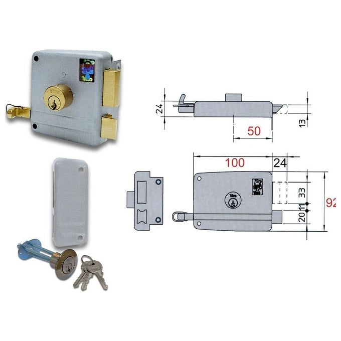 Viro Serratura Cilindro Staccato Art.7502 Sinistra Argento per Porte