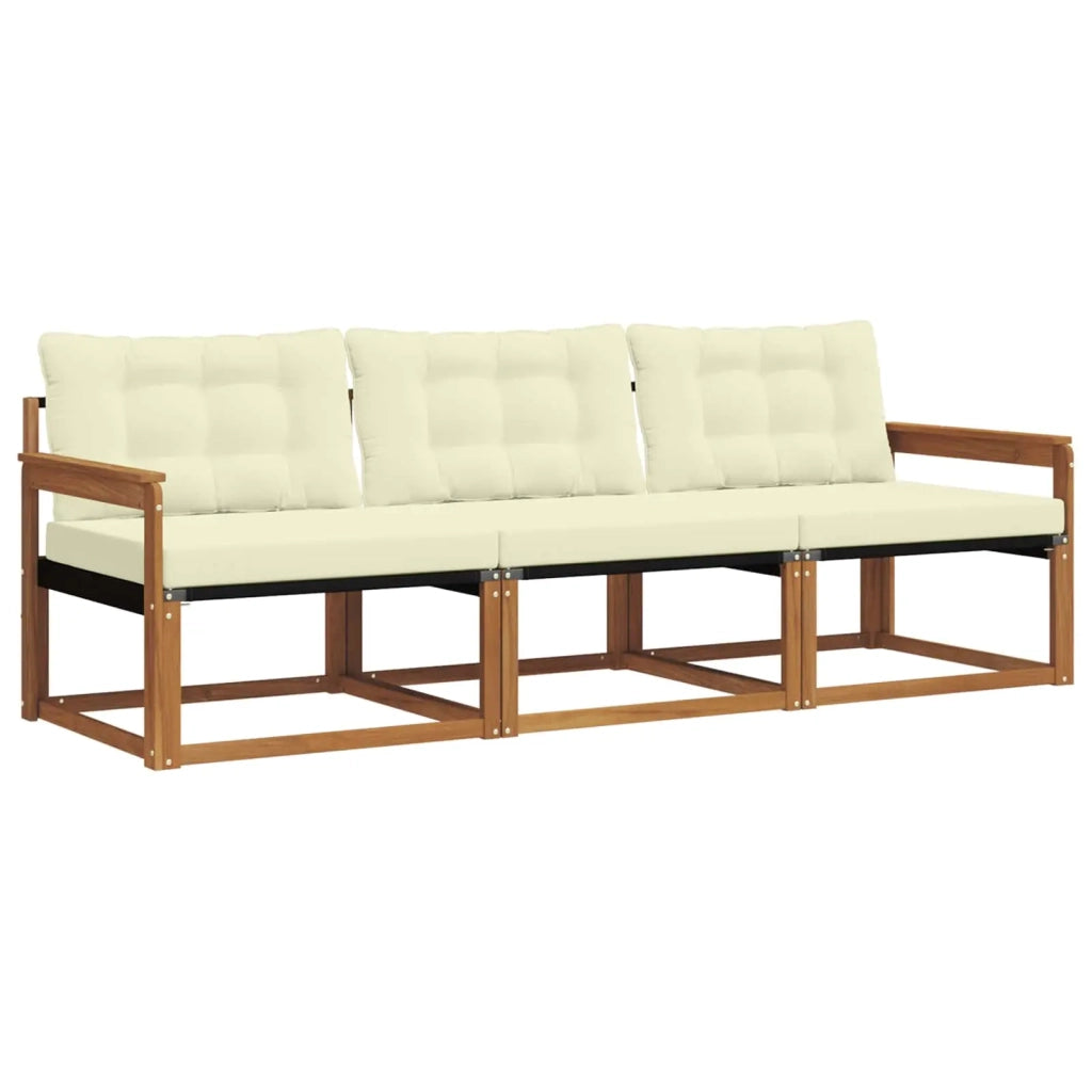 Set di divani da esterno con cuscino 3 pcs Naturale e Crema