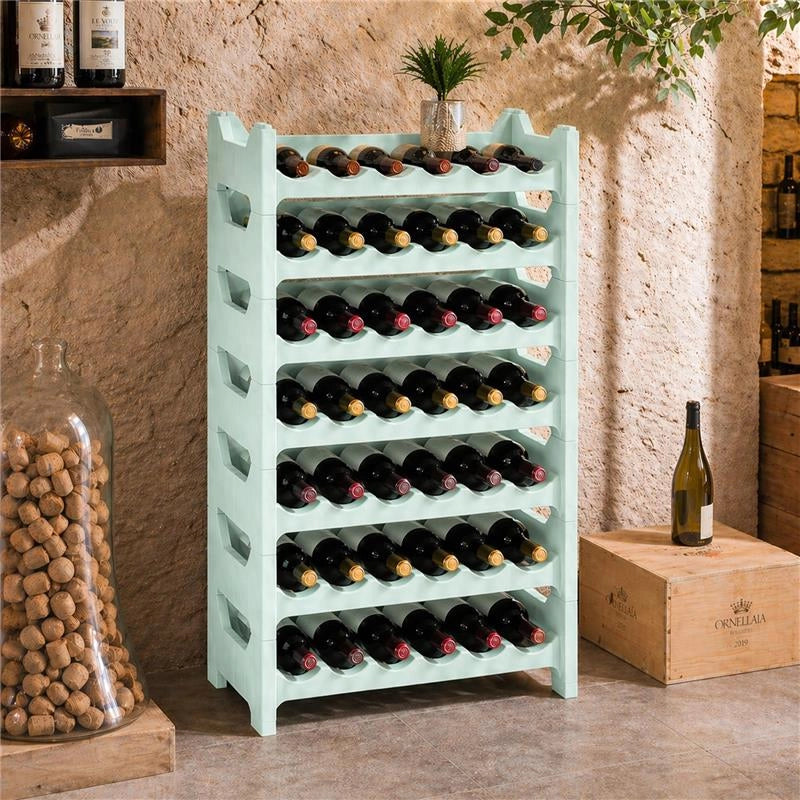 SET 8 CANTINETTE MODULARE PER 48 BOTTIGLIE  IMPILABILE PORTA BOTTIGLIE DI COLORE VERDE CHIARO