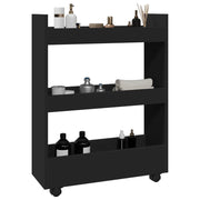 Carrello Portaoggetti Stretto a 3 Livelli Nero in Truciolato 855251