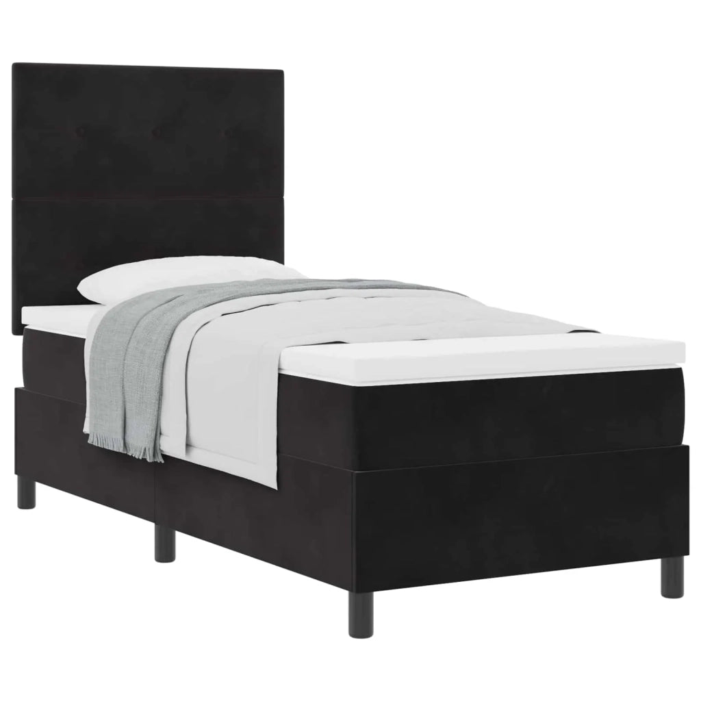 Letto a molle con materasso Nero 80 x 200 cm Velluto 3339796