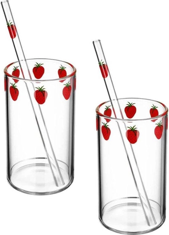 Due set di bicchieri da cocktail trasparenti con manici - vetro da acqua - bicchieri Kawaii - bicchieri da drink carini - caffè acqua latte tè - per la casa ufficio