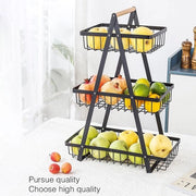 Fruitiera 2 livelli, fruttaiera, fruitiera, livello, grande ciotola per frutta, contenitore per frutta rimovibile, cucina, filo di metallo, contenitore per verdure/frutta, frutta per pane, verdure, snack (3 livelli, bianco)