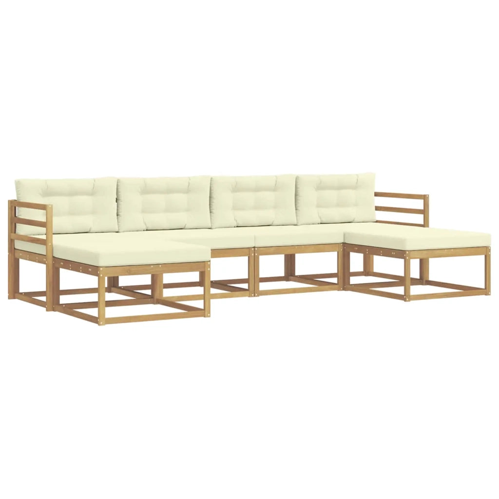 Set di divani da esterno con cuscino 6 pcs Bianco e Crema