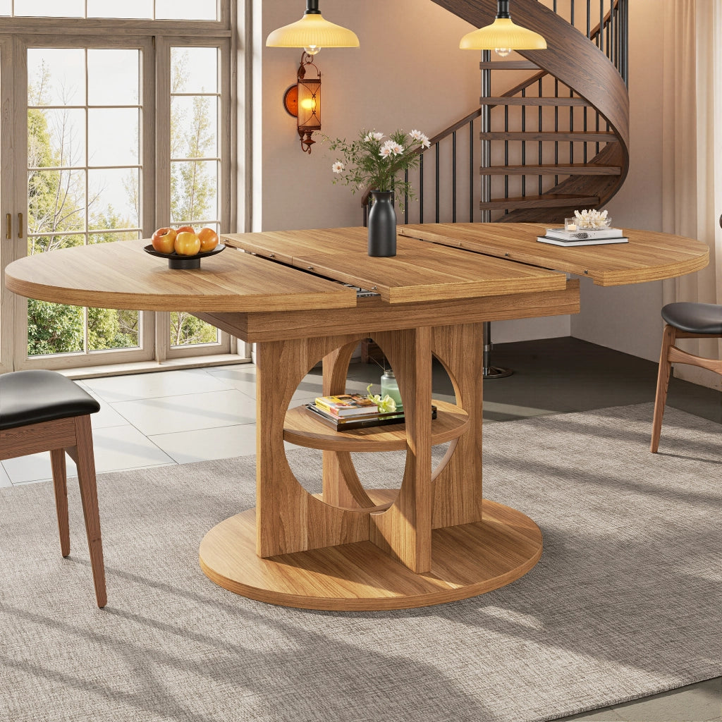 TAVOLO da pranzo allungabile 110-150 cm effetto legno con vano portaoggetti