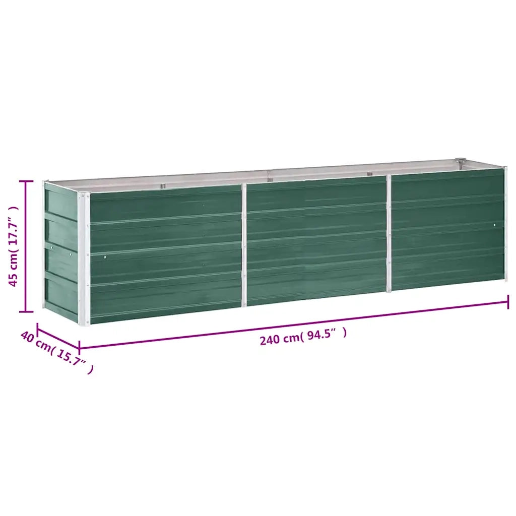 Letto Rialzato in Acciaio Zincato 240x40x45 cm Verde 47045