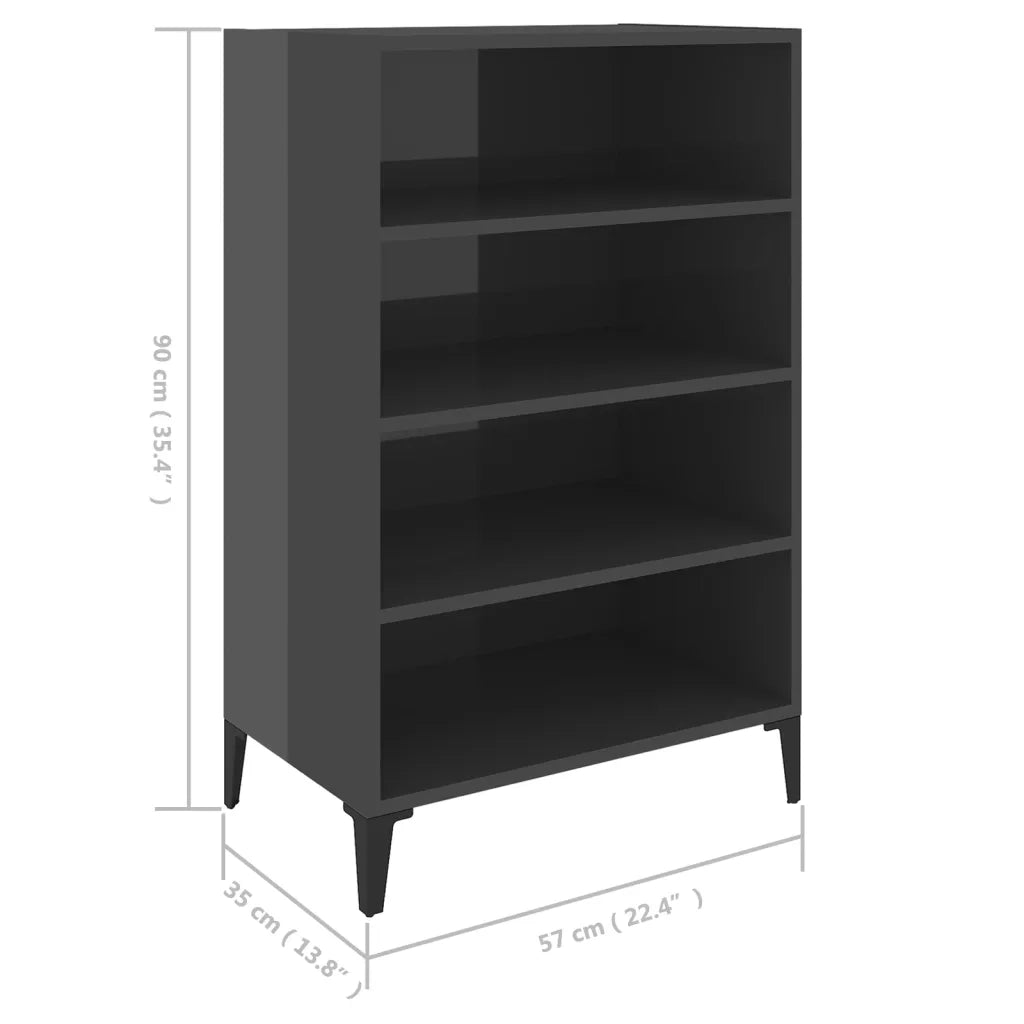Credenza Grigio Lucido 57x35x90 cm in Legno Multistrato 806138