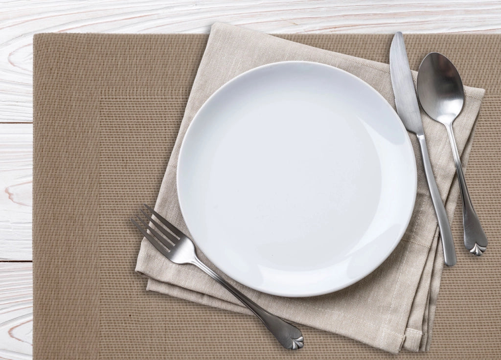 Set Tovagliette Americane Cucina Antiscivolo In Tinta Unita Lavabili - Set 4 - Tortora