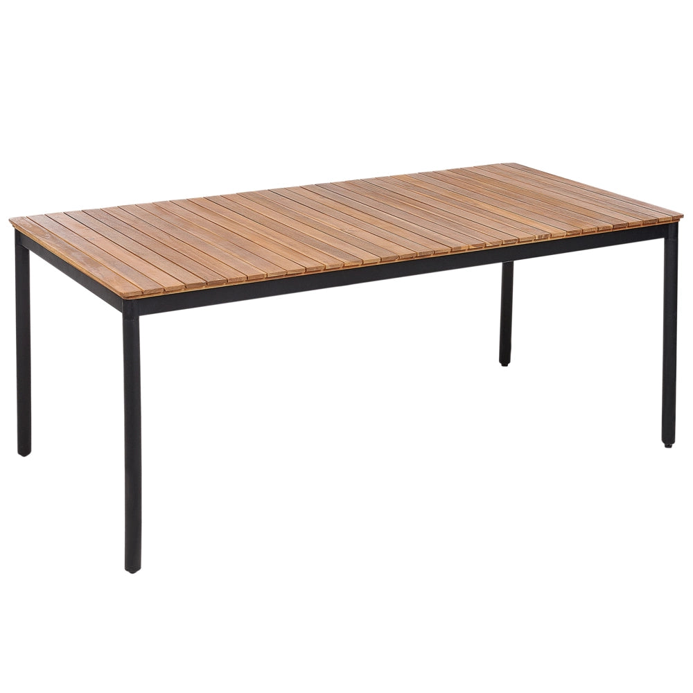 Lampada da tavolo da pranzo da giardino in legno di acacia 180 x 90 cm per 6 persone da esterno rettangolare in stile rustico