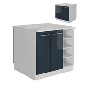 Isola da cucina Fame-Line Blu scuro lucido/Bianco 90 cm senza piano di lavoro Vicco