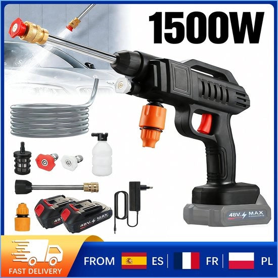 Hogedrukreiniger a batteria senza fili - 1500W - Autoavviamento - 48V batteria - Slang da 5M