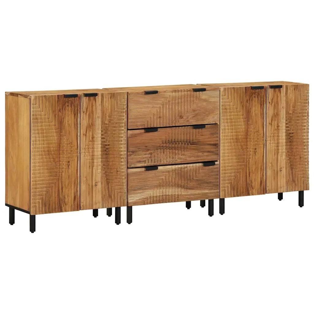 Credenza 3 pcs Marrone 60 x 33 x 75 cm Legno massello di acacia 3310011