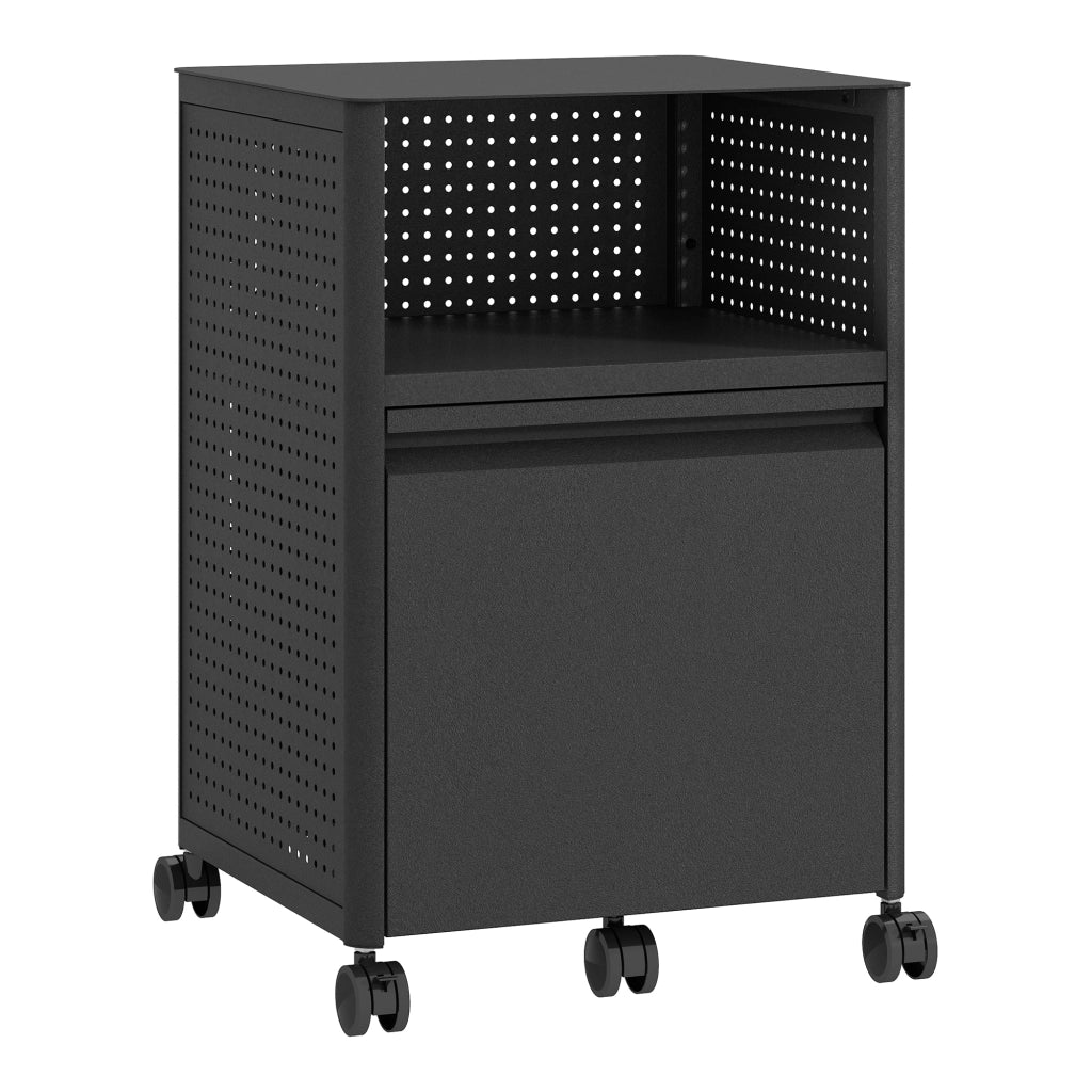 Mobile Contenitore Velvevn con Rotelle Organizzatore da Ufficio in Acciaio 54x40x36 cm - Nero [en.casa]