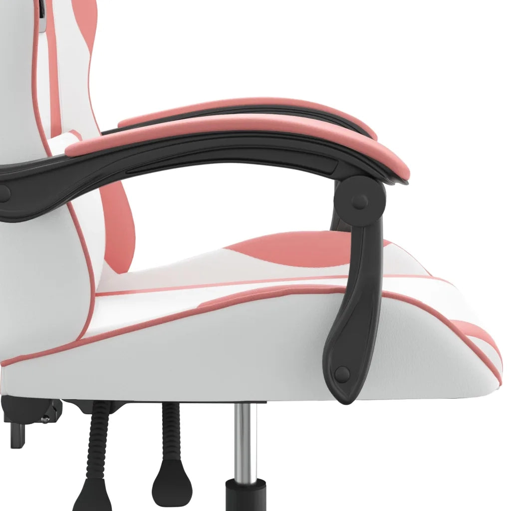 Sedia da Gaming | Sedia da e-sports Girevole Bianco e Rosa in Similpelle
