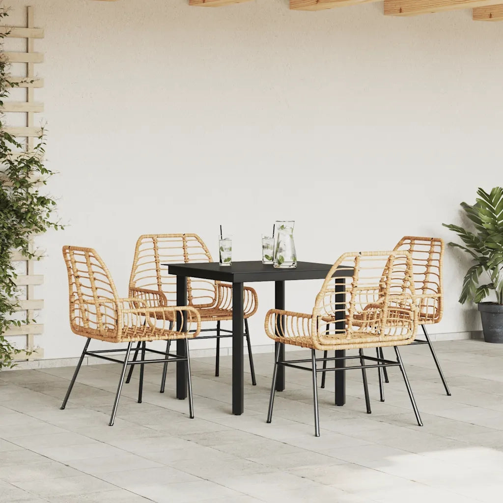 Set da Pranzo da Giardino 5pz | Set Salotto da Giardino Polyrattan Vetro
