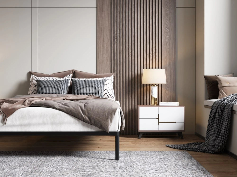 Rete letto BED ALU 140x200 metallo legno listelli moderno nero
