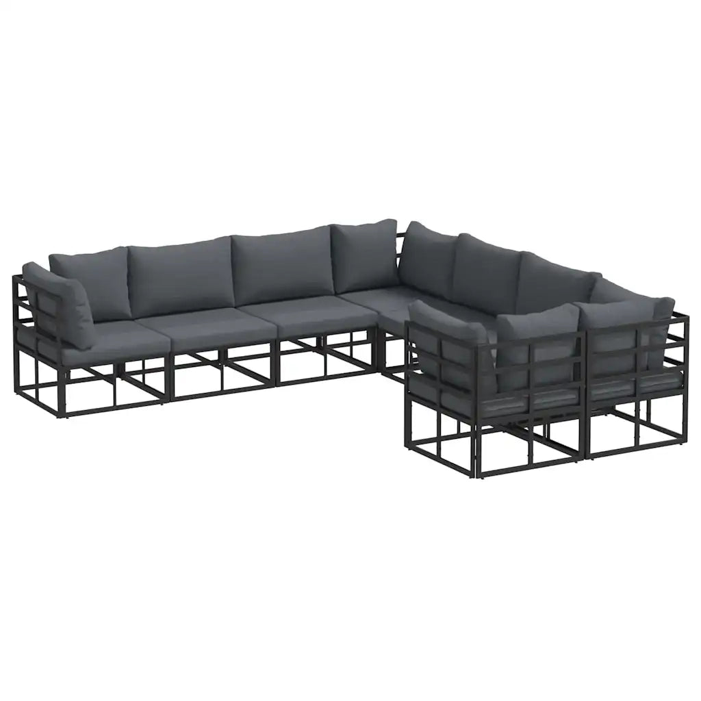 Set Divano da Giardino con cuscino 8 pcs Nero Acciaio 3378952