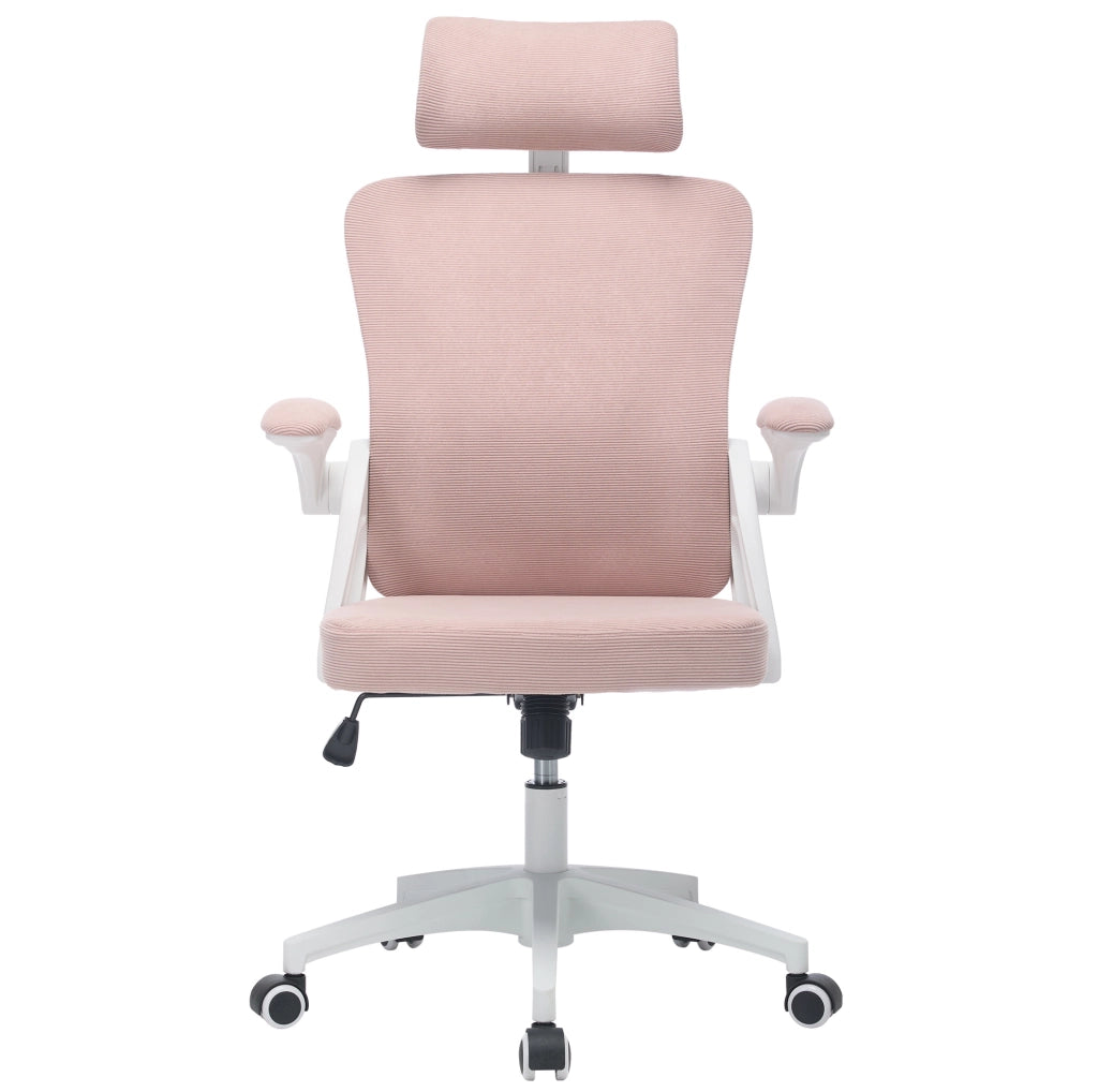 Sedia da ufficio ergonomica rosa con schienale in rete