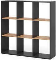 Scaffale Nove, Antracite/quercia dorata, 107.2 x 107.8 cm, per una suddivisione flessibile degli spazi e la conservazione dei libri