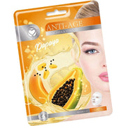 Trade Shop - Maschera Viso Alla Papaya In Tessuto Anti-età Per Cura Della Pelle Facile Applicazione -