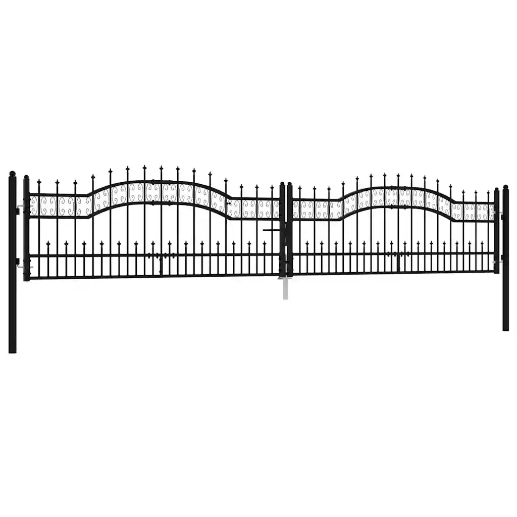 Cancello per recinzione Kampen con punta a lancia Nero 394,5x78 cm in acciaio 151099