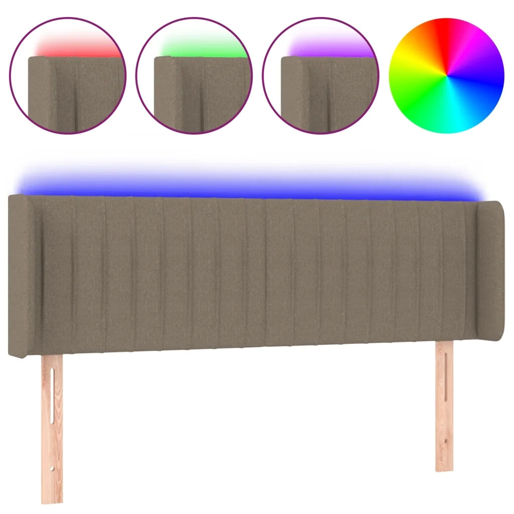 Testiera | Testata a LED Tortora 147x16x78/88 cm in Tessuto