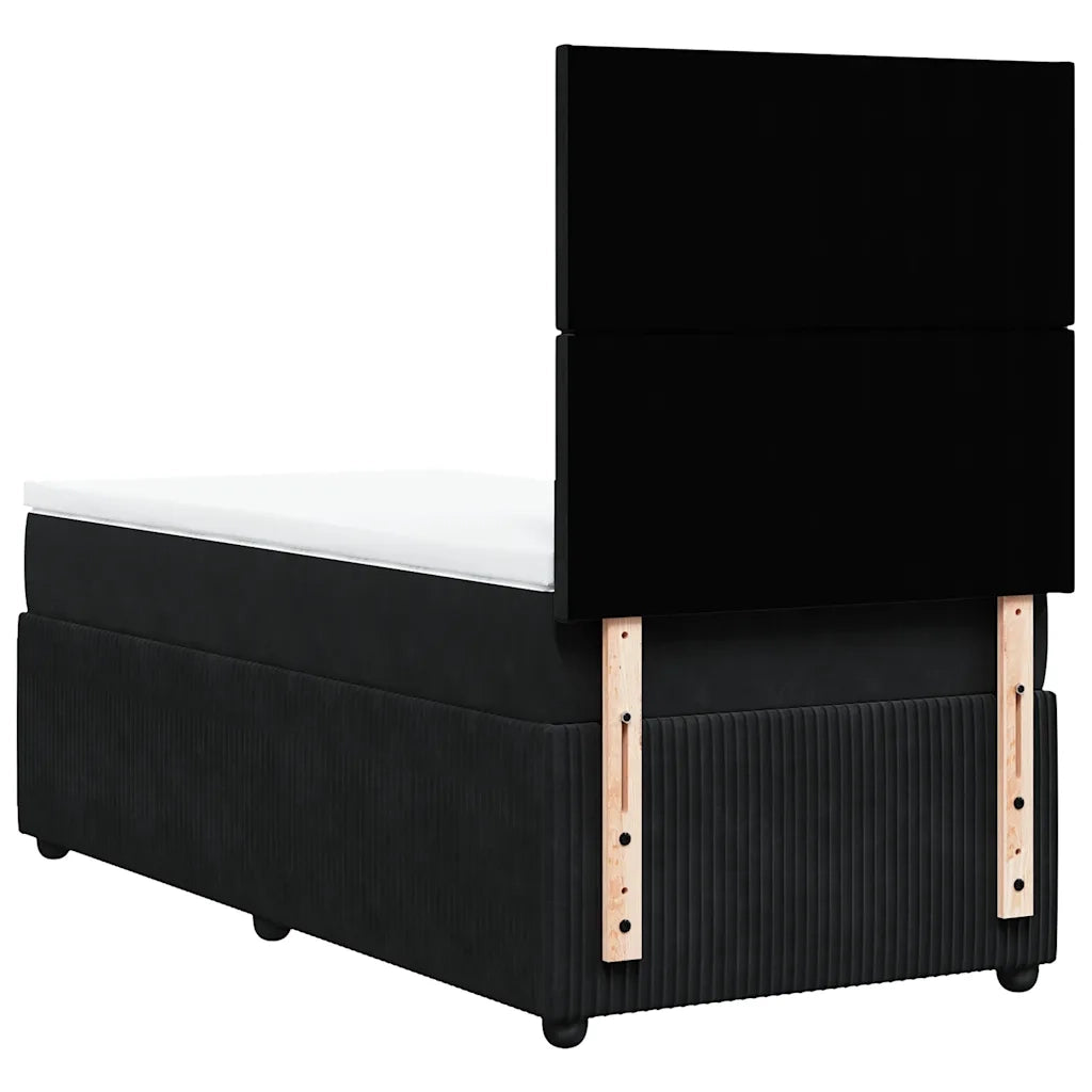 vidaXL Giroletto a Molle con Materasso Nero 80x200 cm in Velluto