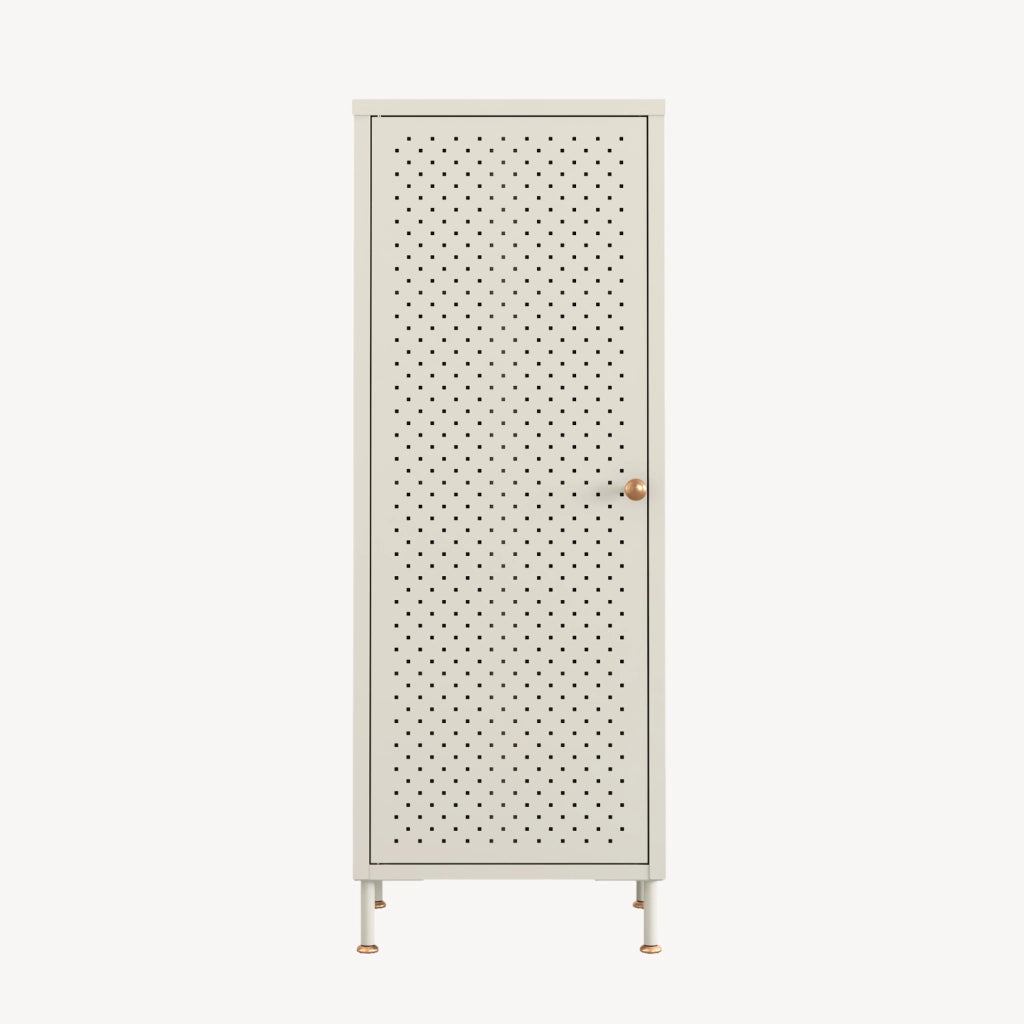 Scarpiera Coleraine con Anta e 3 Ripiani Regolabili 115 x 43 x 35 - Acciaio Bianco Crema [en.casa]
