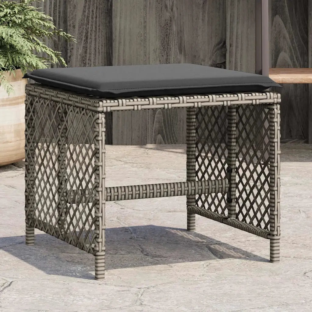 Sgabelli Giardino con Cuscini 4 pz Grigi 41x41x36cm Polyrattan CFW4459813