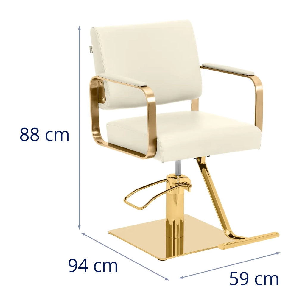 Poltrona da parrucchiere con poggiapiedi 94 x 59 x 88 cm 200 kg crema oro 14_0008969
