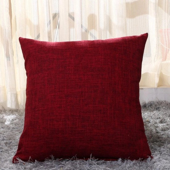 Cuscino in lino spesso - 2-pack - 55x55cm cuscino copri - Copri cuscino per esterno - Decorazione per la casa - Con cerniera invisibile - Adatto per divano letto, ufficio - Rosso vino