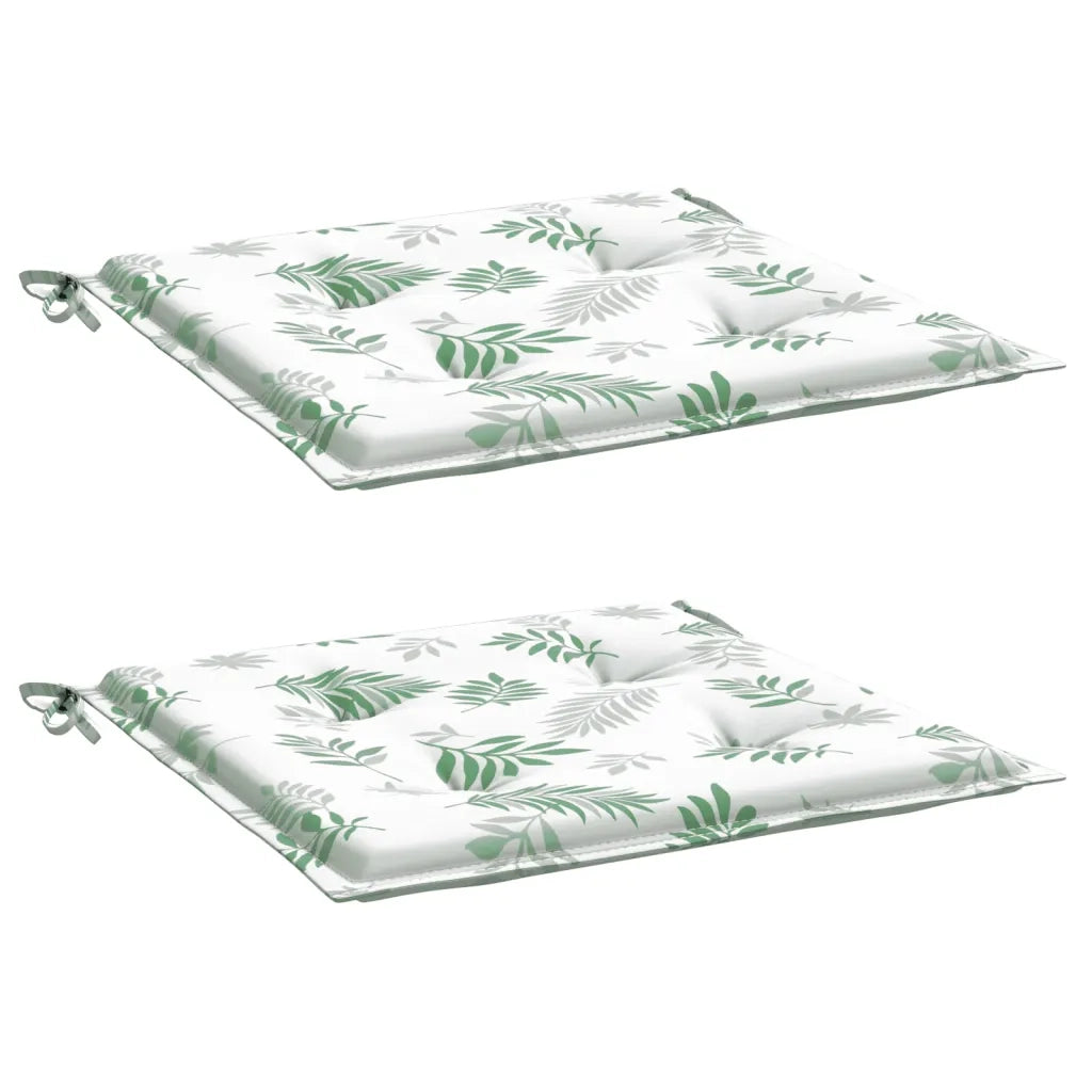 vidaXL Cuscini per Sedia 2 pz Motivo a Foglie 40x40x3 cm Tessuto