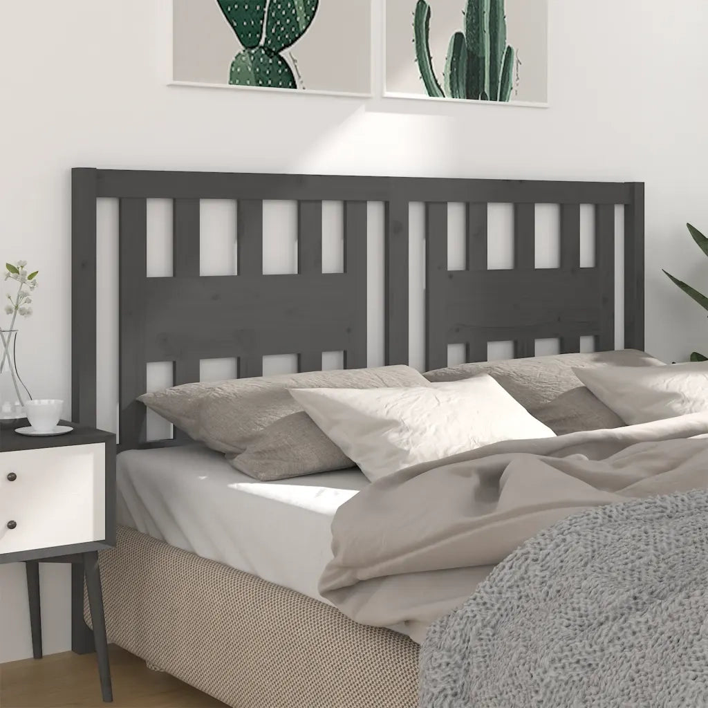 Testiera per Letto Grigia 206x4x100cm in Legno Massello di Pino 818692