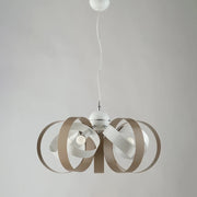 Lampadario Moderno 5 Luci Cerchi Ferro Bianco E Tortora Serie Bolla