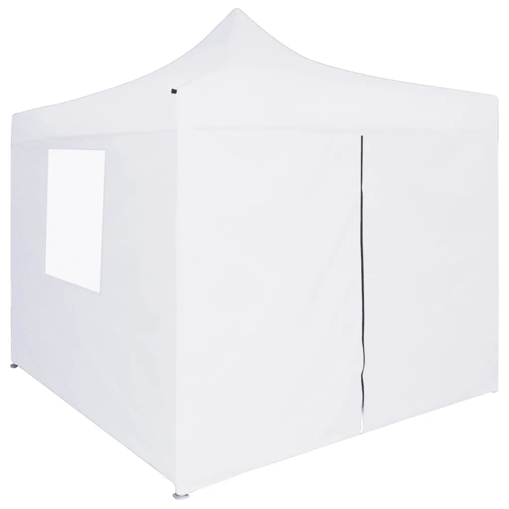 Gazebo Professionale Pieghevole 4 Pareti 3x3 m Acciaio Bianco 48861